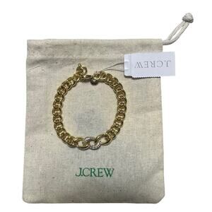 J. Crew Pavé Crystal Chain Bracelet Gold Tone NEW